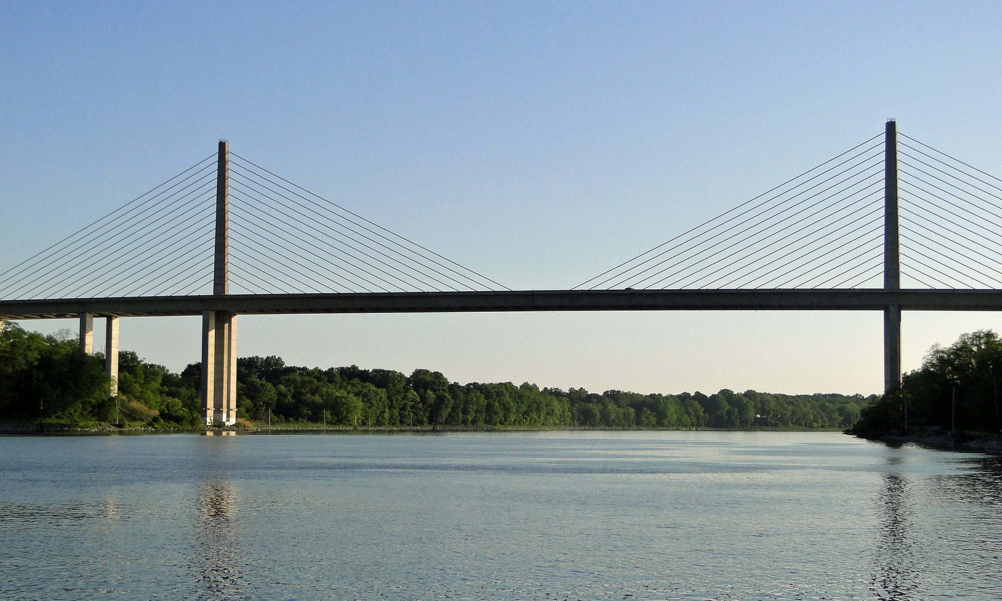 Route 1 bridge going over canal (daytime, no yellow night lights visible)