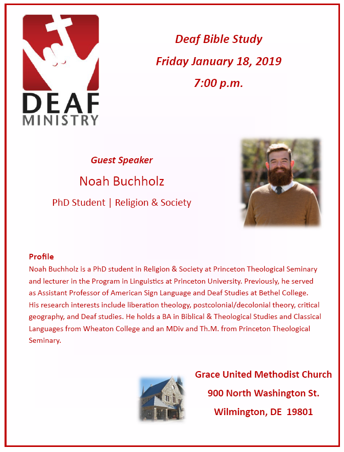 Deaf Bible Study Friday January 18, 2019 7:00 p.m.