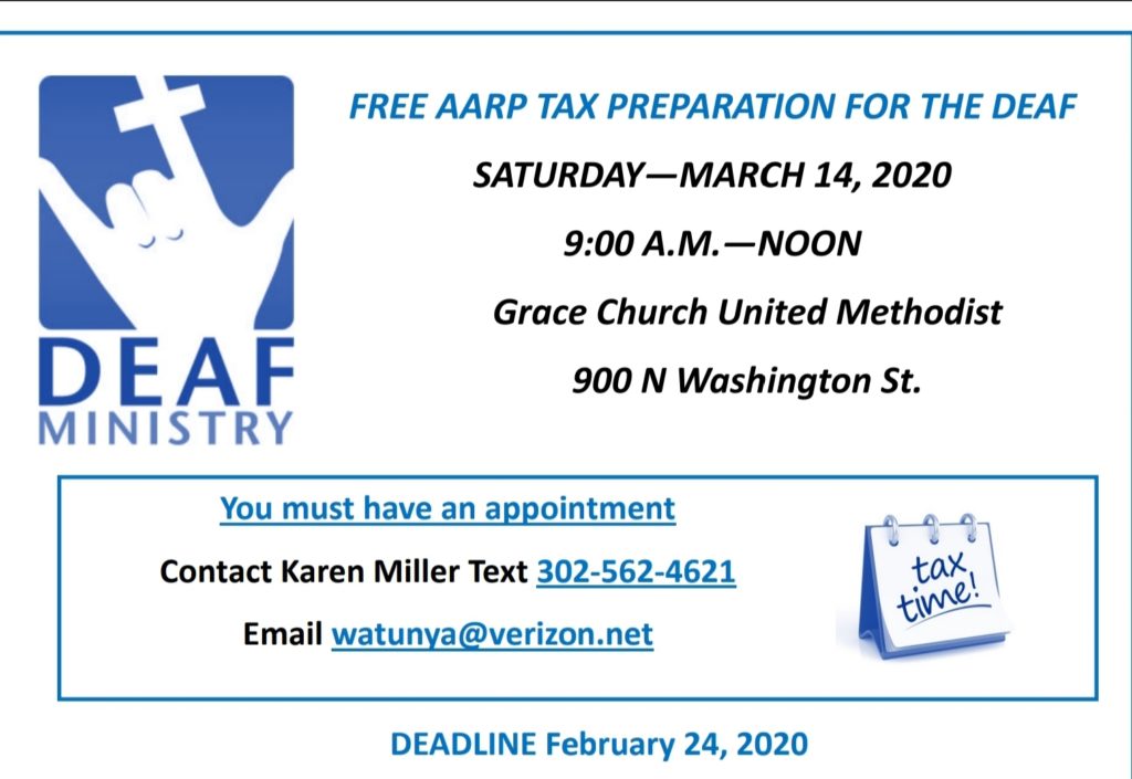 Deaf Tax day on March 14, contact Karen Miller for an appointment