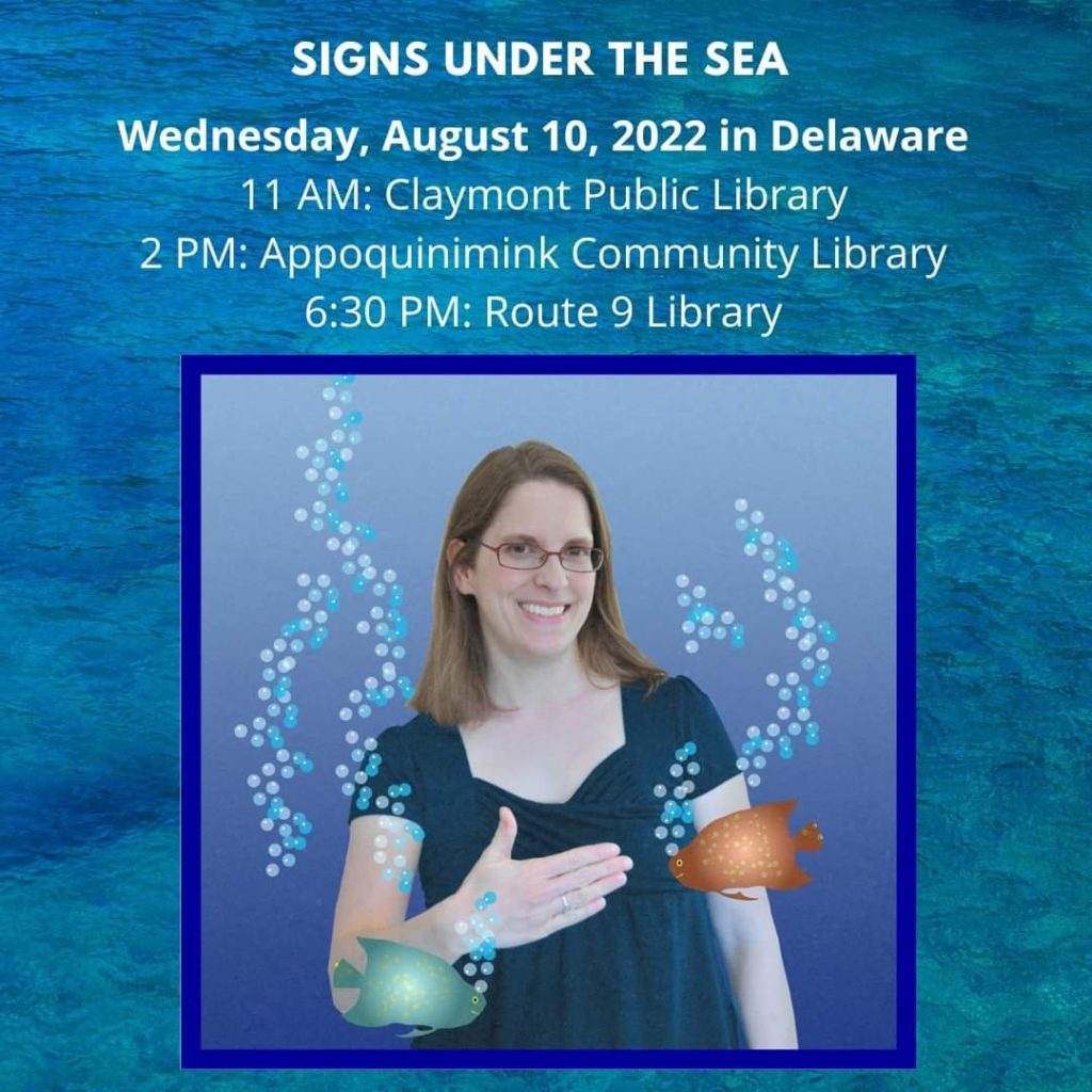 Learn asl signs under the sea at Appo Library on Aug 10 2022 at 11a