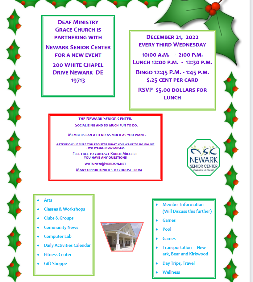 December 21 2022 Deaf Ministry event at Newark Senior Center