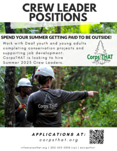 Crew Leader position info at https://corpsthat.org/event/job-spotlight-crew-leader-positions/