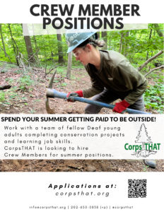 Crew Member position info at https://corpsthat.org/event/job-spotlight-crew-member-positions/