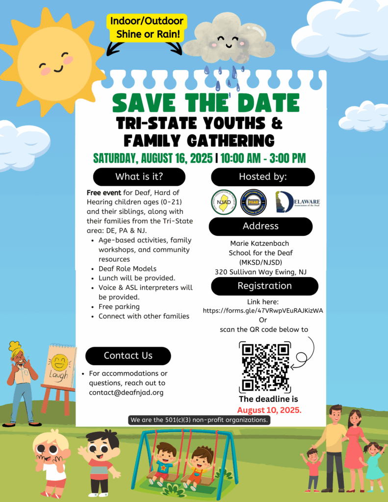 Save the Date, Tri-State Youths and Family Gathering on Saturday, Aug. 16, 20205, 10a-3p at MKSD/NJSD.  Free Event.  See the PDF format for more information and please register for free food at https://forms.gle/47VRwpVEuRAJKizWA