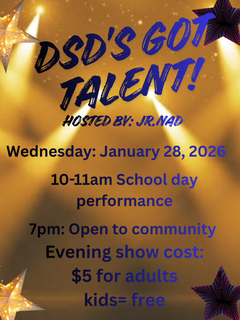 DSD Got Talent, hosted by JR. NAD
Jan. 28 at 7pm (public)
Tickets: $5 (kids free)

Event at Delaware School for the Deaf.