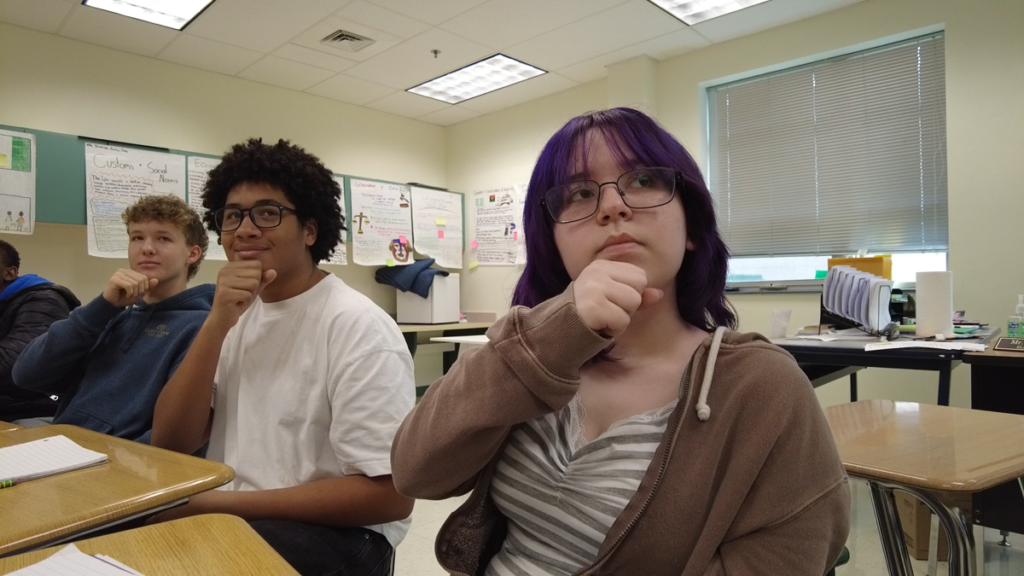 3 students learning ASL at Indian River H.S.  

Photo credit - WBOC.com
