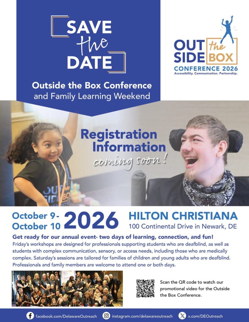 Outside the box Conference 2026

Save the Date

Oct. 9-10, 2026
Hilton Christiana
100 Continental Dr
Newark, DE

Get ready for our annual event - 2 days of learning, connection and fun

QR code goes to their promotional video - Facebook link - https://www.facebook.com/share/v/16FM7AQD2k/?mibextid=wwXIfr
